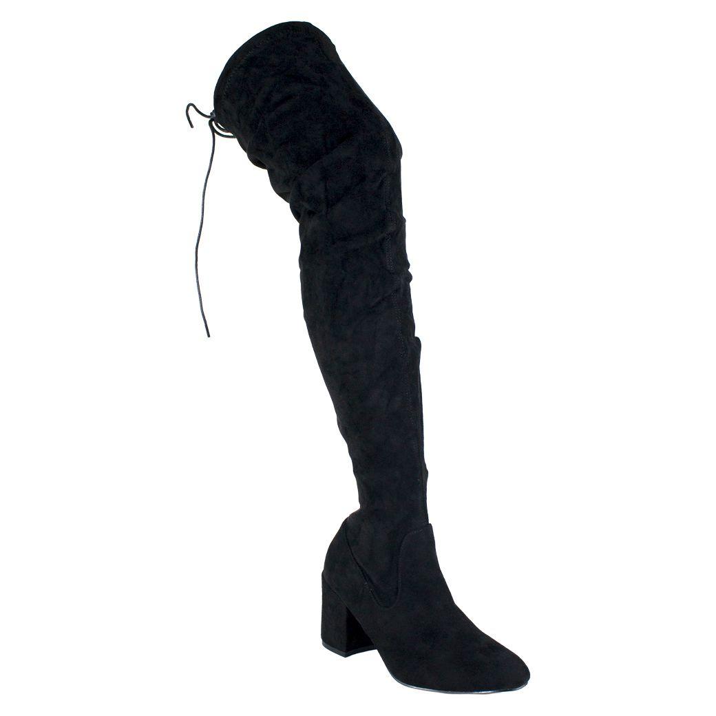 Bucanera Mujer Gamuza Extra Larga Negro-0