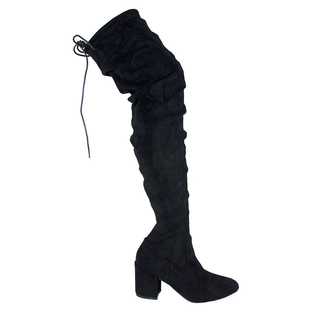 Bucanera Mujer Gamuza Extra Larga Negro-1