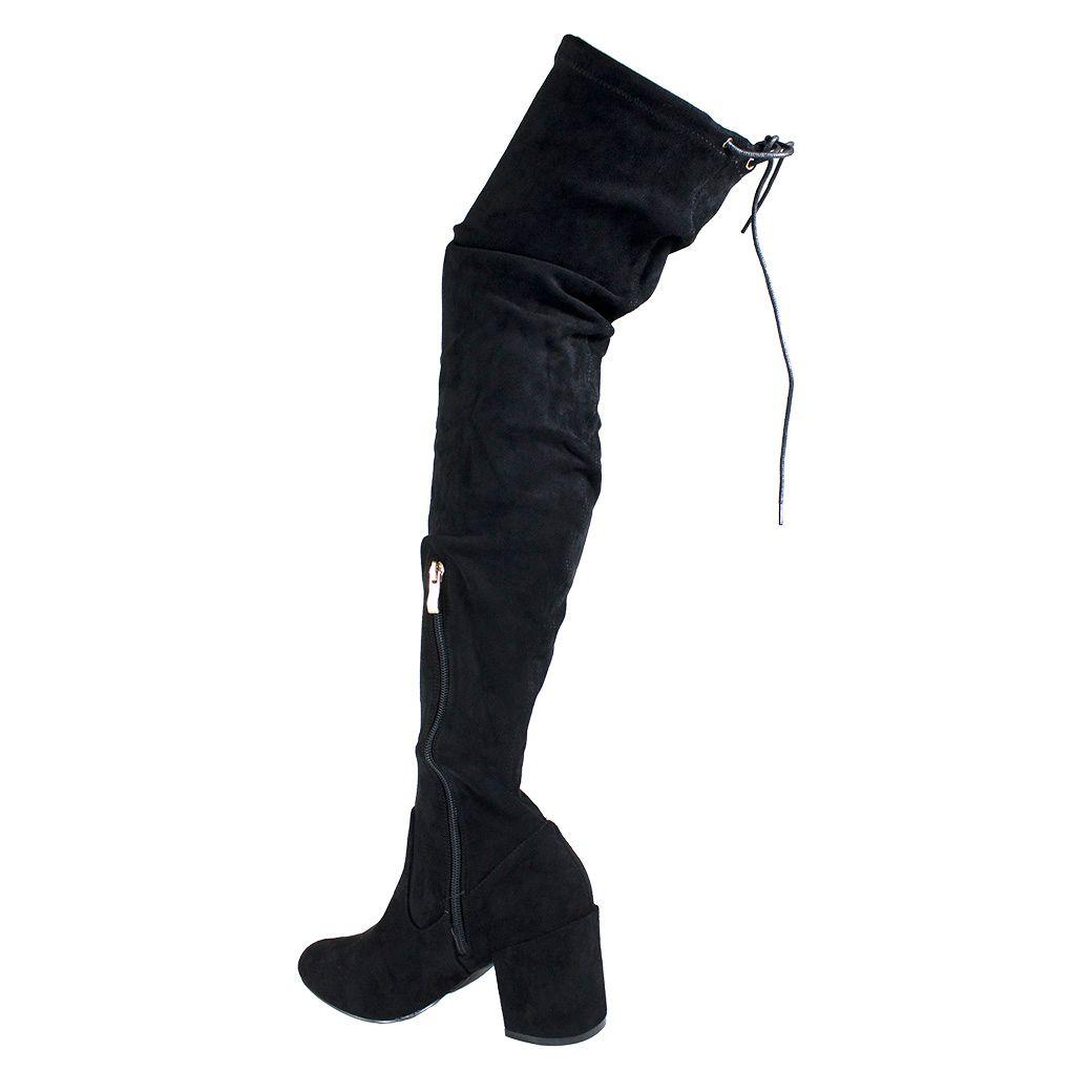 Bucanera Mujer Gamuza Extra Larga Negro-2