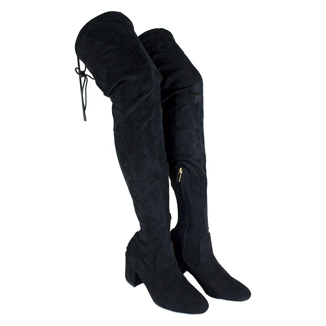 Bucanera Mujer Gamuza Extra Larga Negro-3