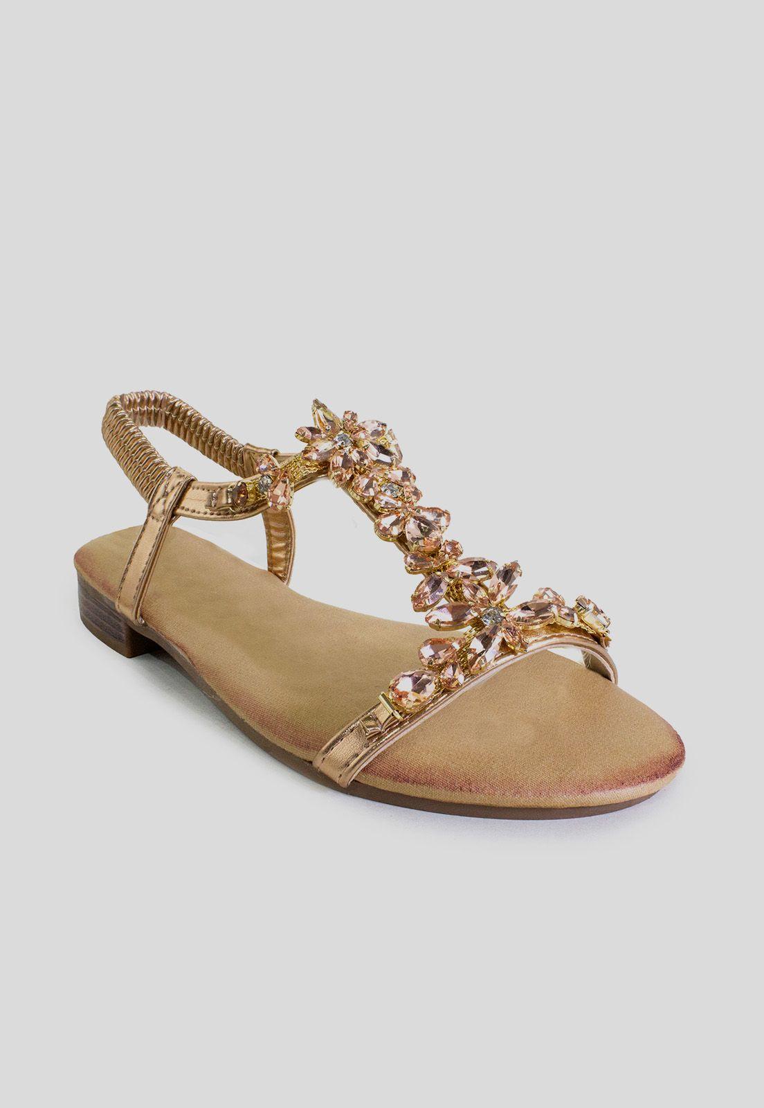 Sandalia baja full strass Champagne-1