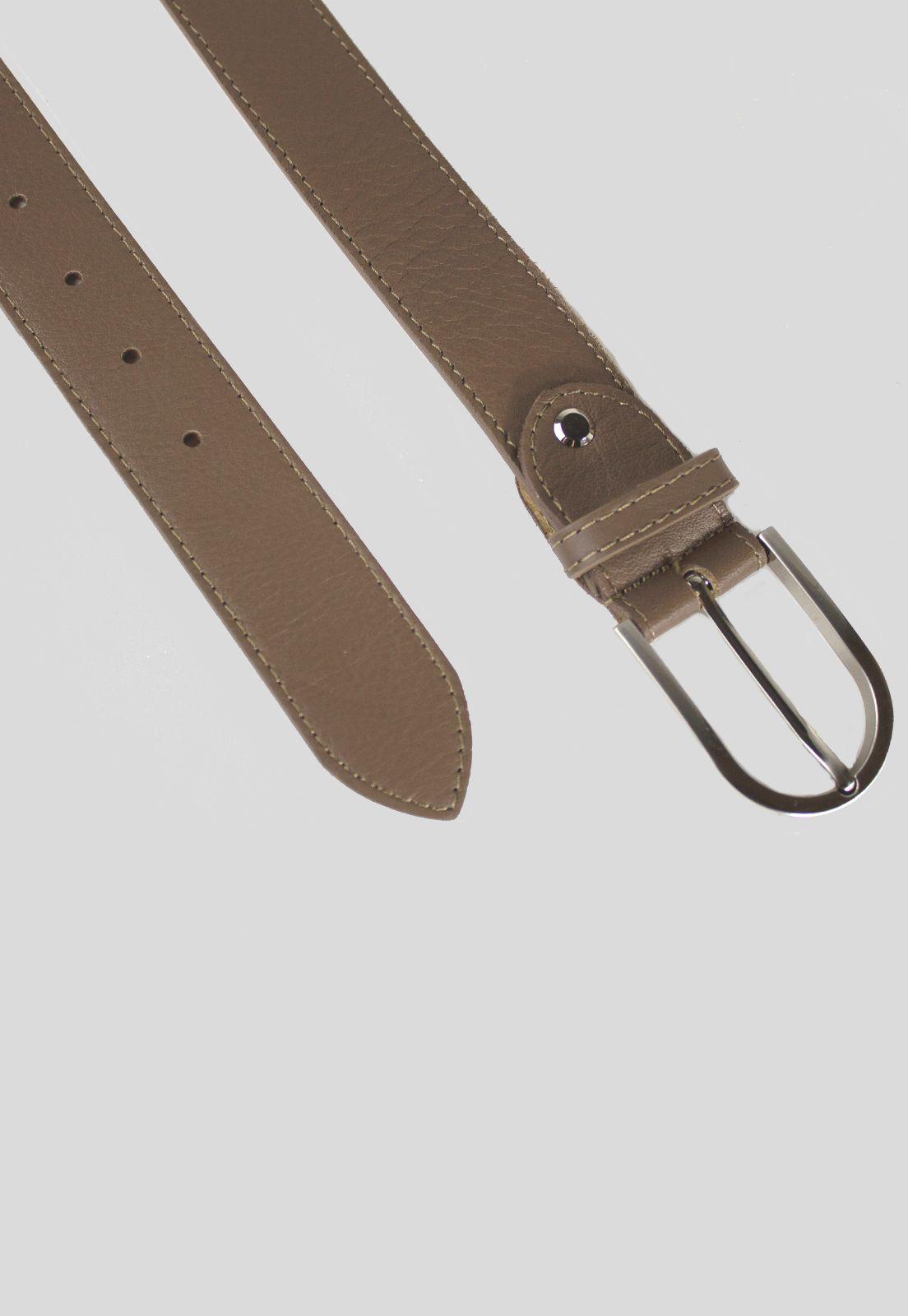 Cinturon Cuero Hebilla Metal Taupe-1