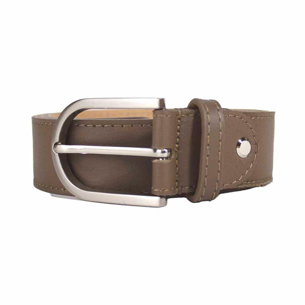 Cinturon Cuero Hebilla Metal Taupe-0