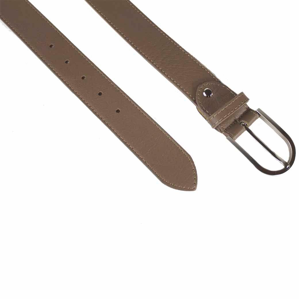 Cinturon Cuero Hebilla Metal Taupe-1
