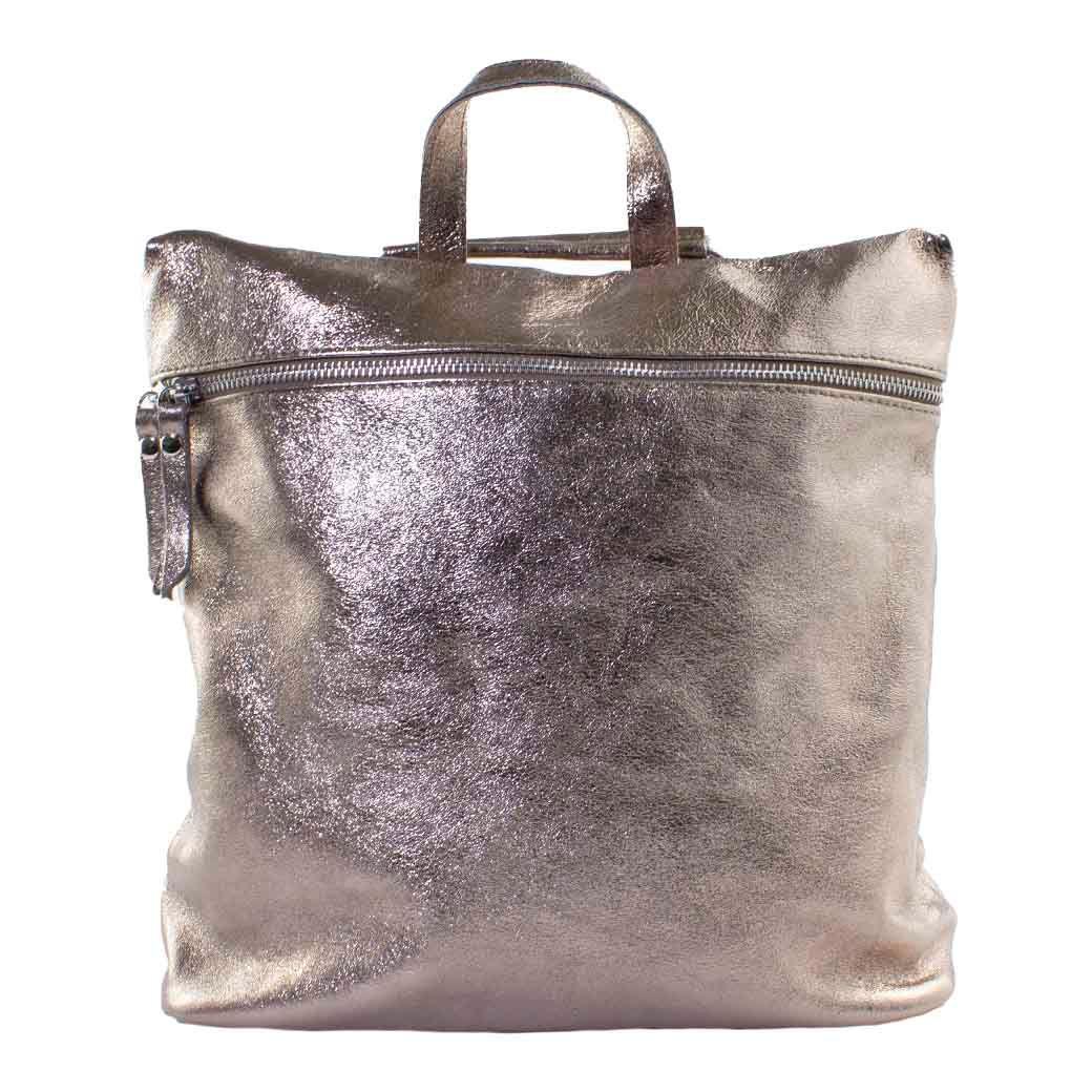 Mochila Cuero Metal Cierre Bronce-0