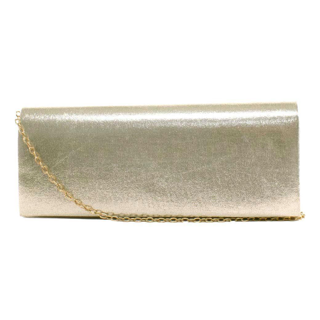 Cartera noche grande lisa tela Oro-0