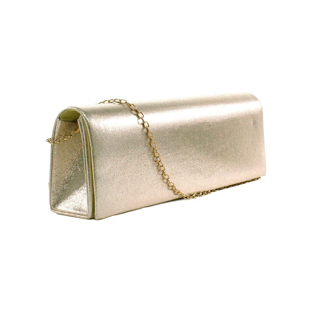 Cartera noche grande lisa tela Oro-1