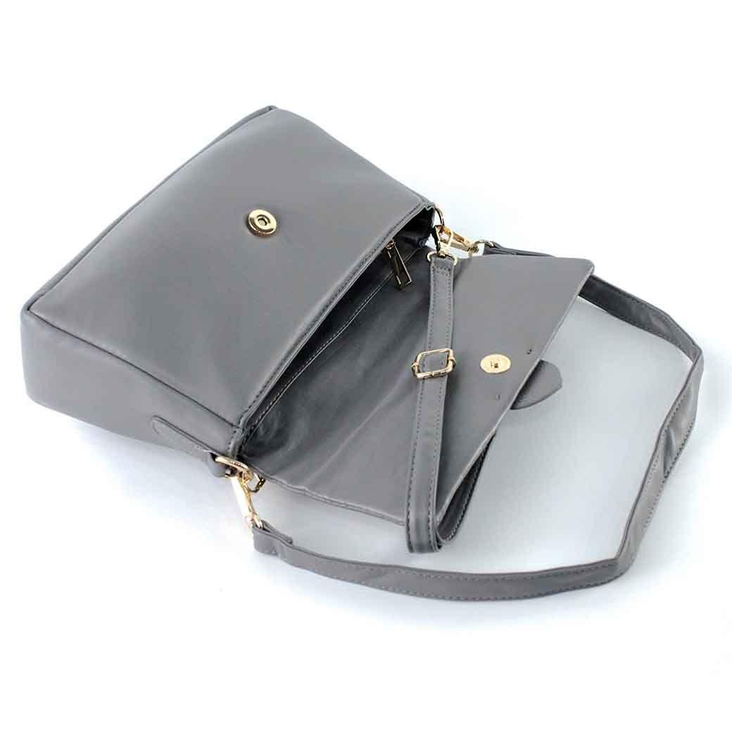 Cartera Ecocuero Lisa 639 Mujer Gris Mailea-3