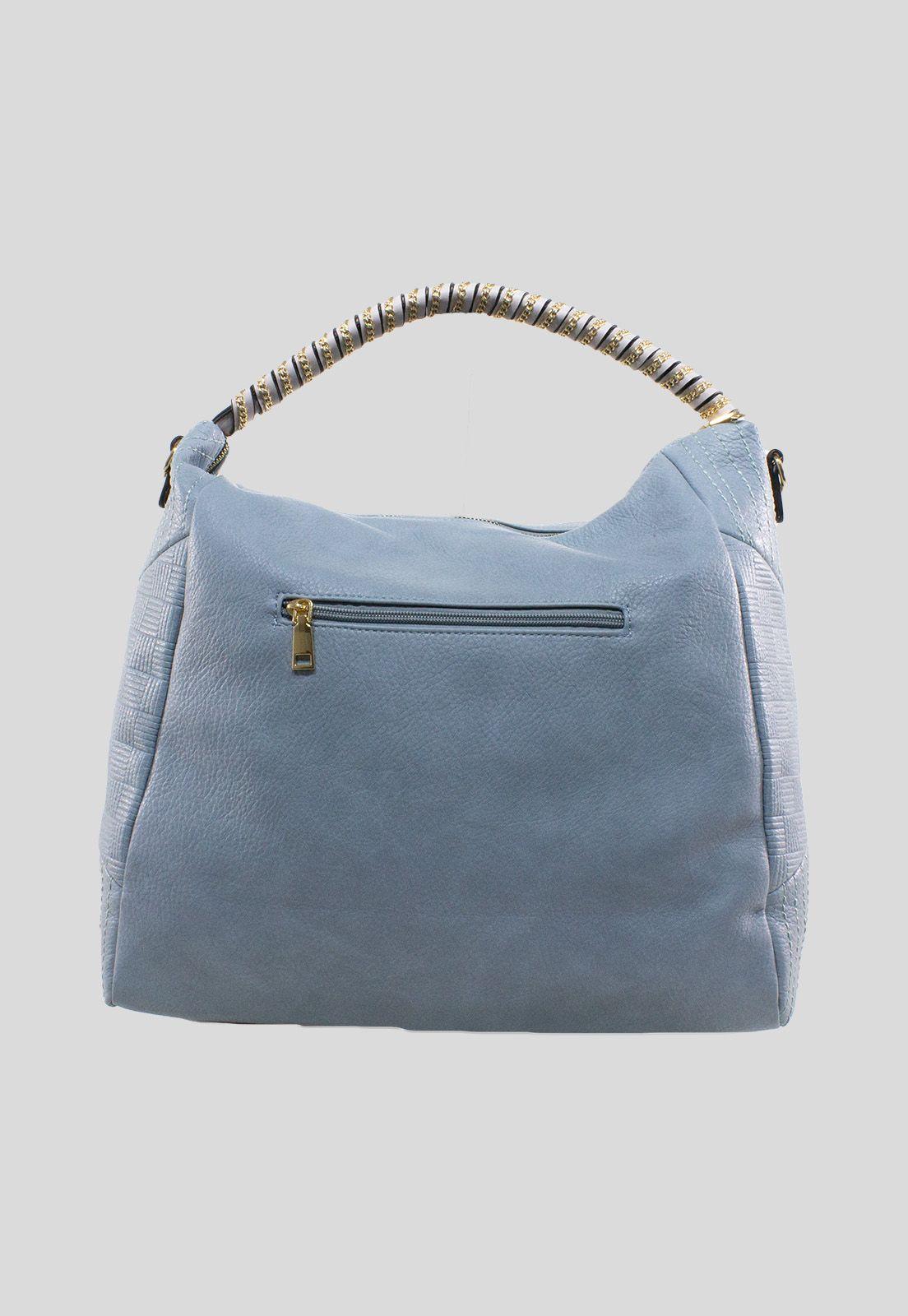 Cartera Con Manilla C/Cadena Celeste-2