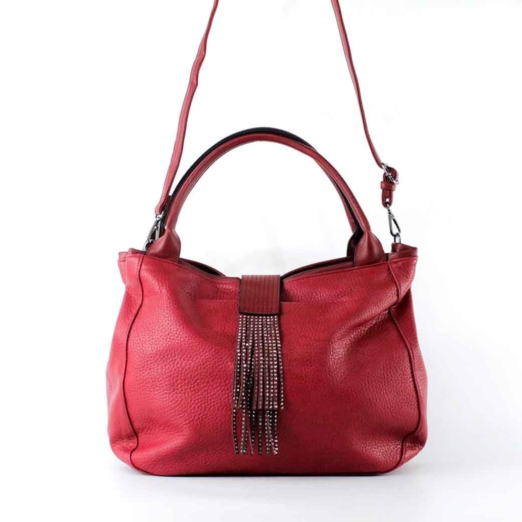 Cartera Ecocuero Pasador Strass 541 Mujer Rojo Mailea-4