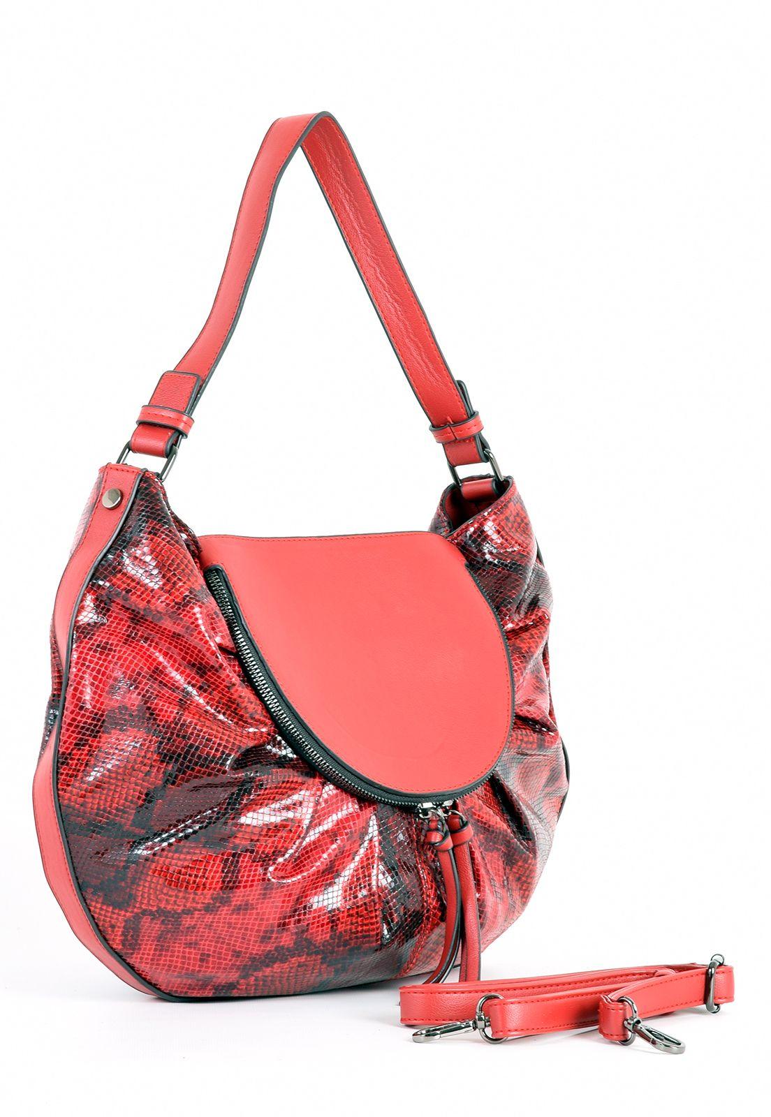 Cartera Animal Print Disco 2 Cierres Rojo-3