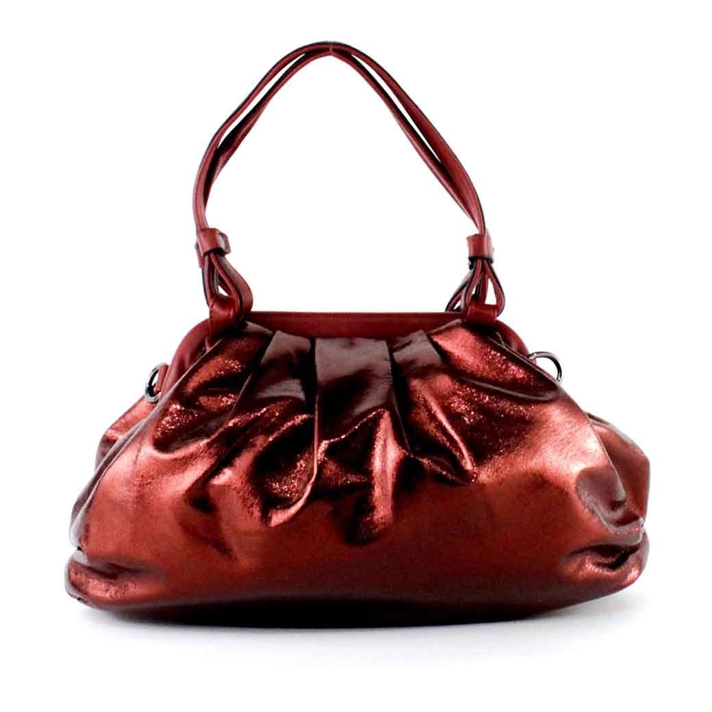Cartera Ecocuero Metalizada 585 Mujer Rojo Mailea-2