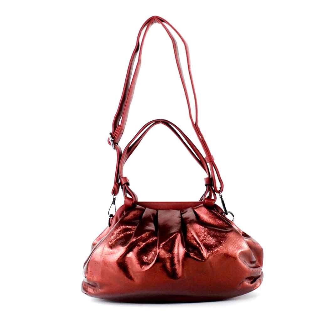 Cartera Ecocuero Metalizada 585 Mujer Rojo Mailea-3