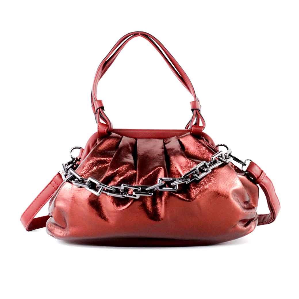 Cartera Ecocuero Metalizada 585 Mujer Rojo Mailea-4