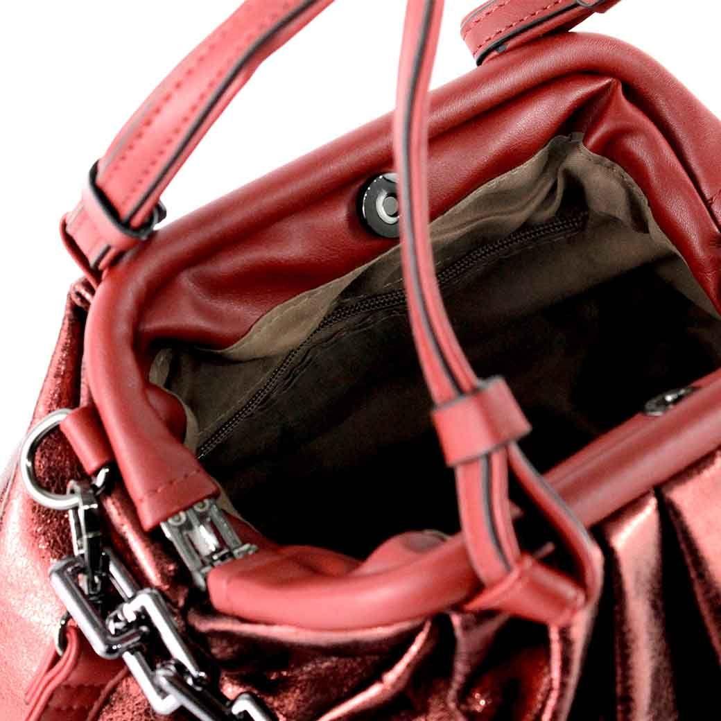 Cartera Ecocuero Metalizada 585 Mujer Rojo Mailea-5