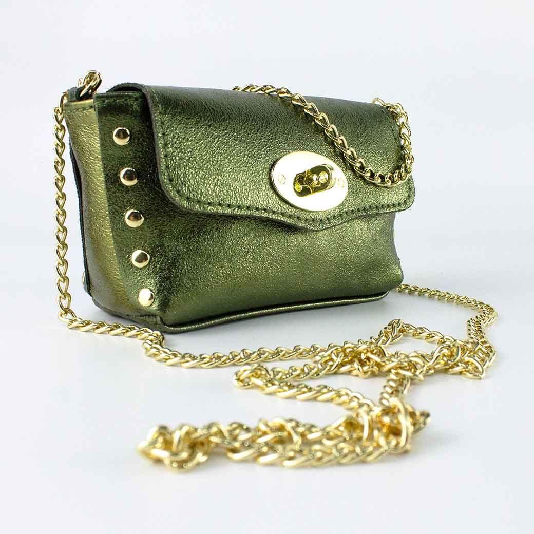 Cartera de Cuero Chica Metalizado 772 Mujer Verde Mailea-1