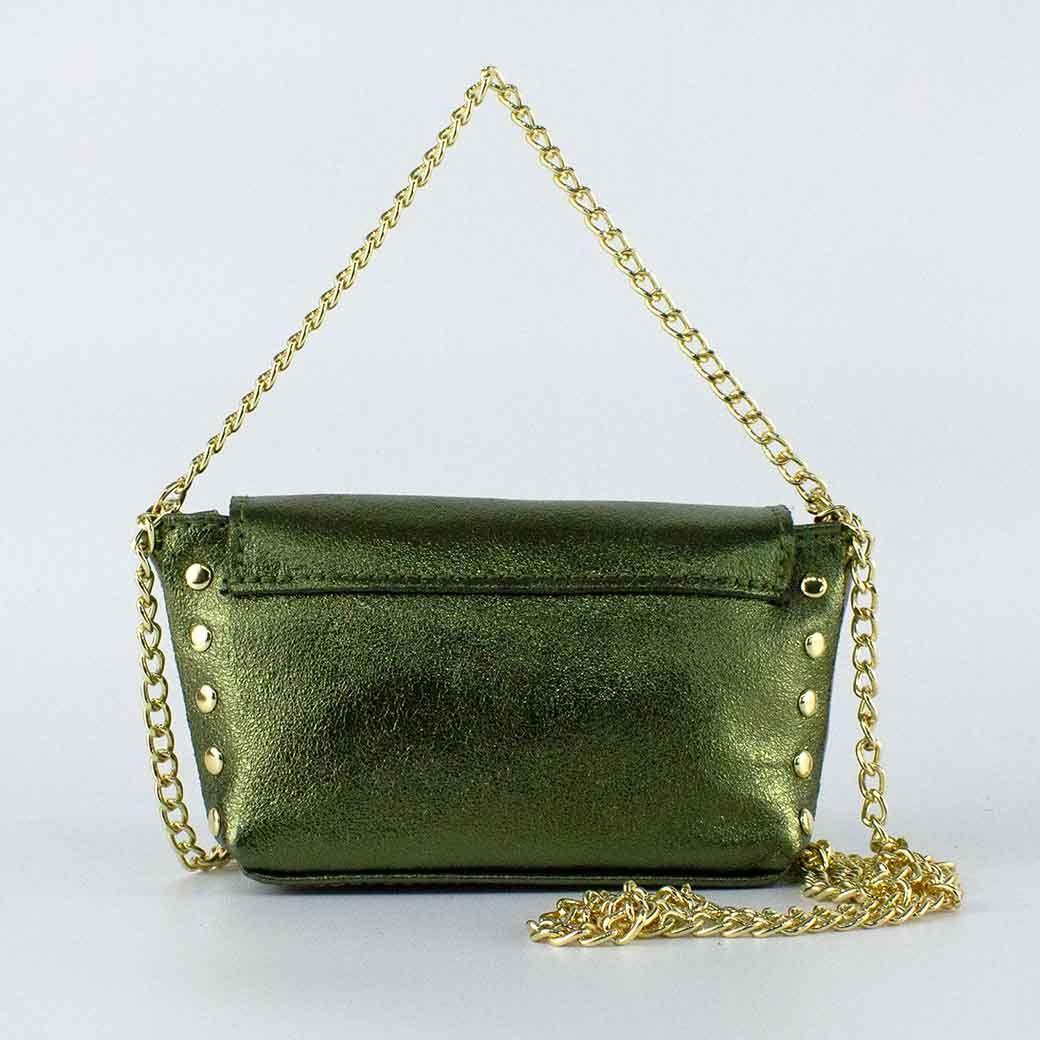 Cartera de Cuero Chica Metalizado 772 Mujer Verde Mailea-2