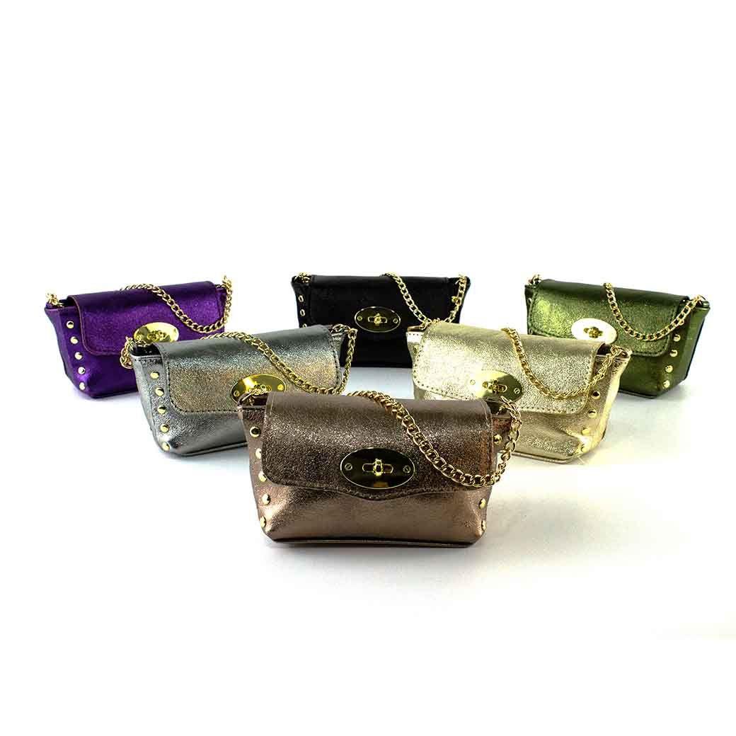 Cartera de Cuero Chica Metalizado 772 Mujer Verde Mailea-4