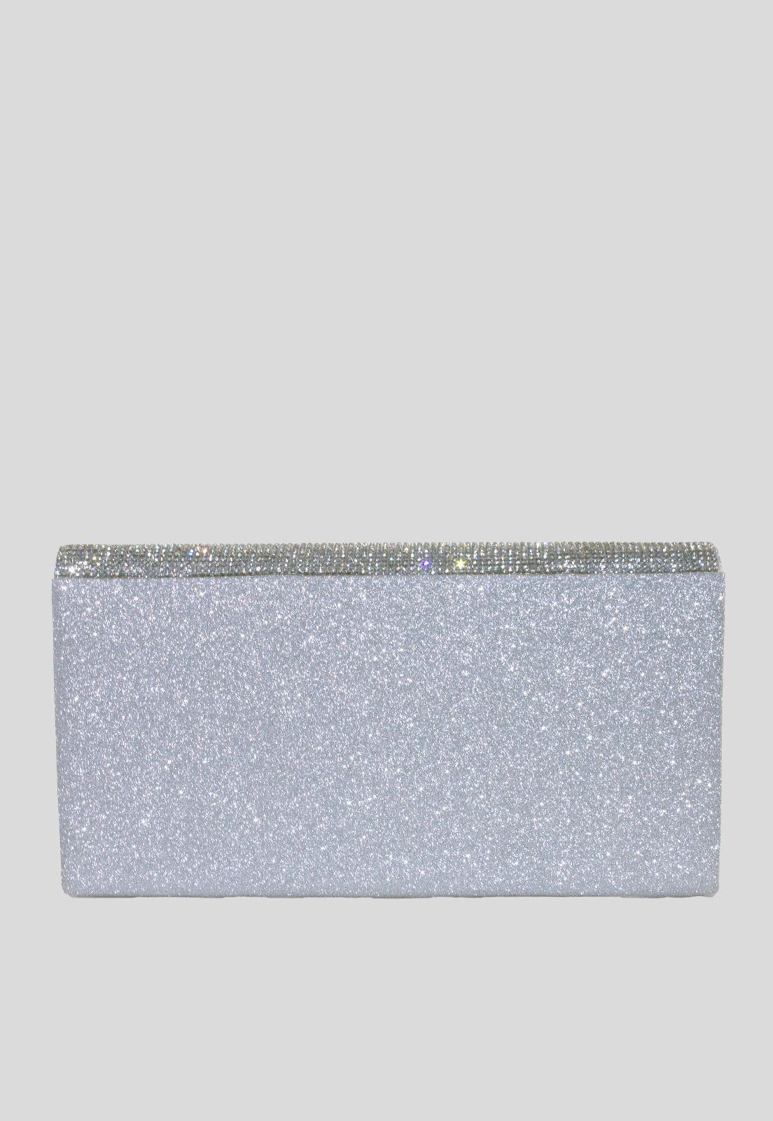 Cartera noche grande sobre tapa brillo Plata-2