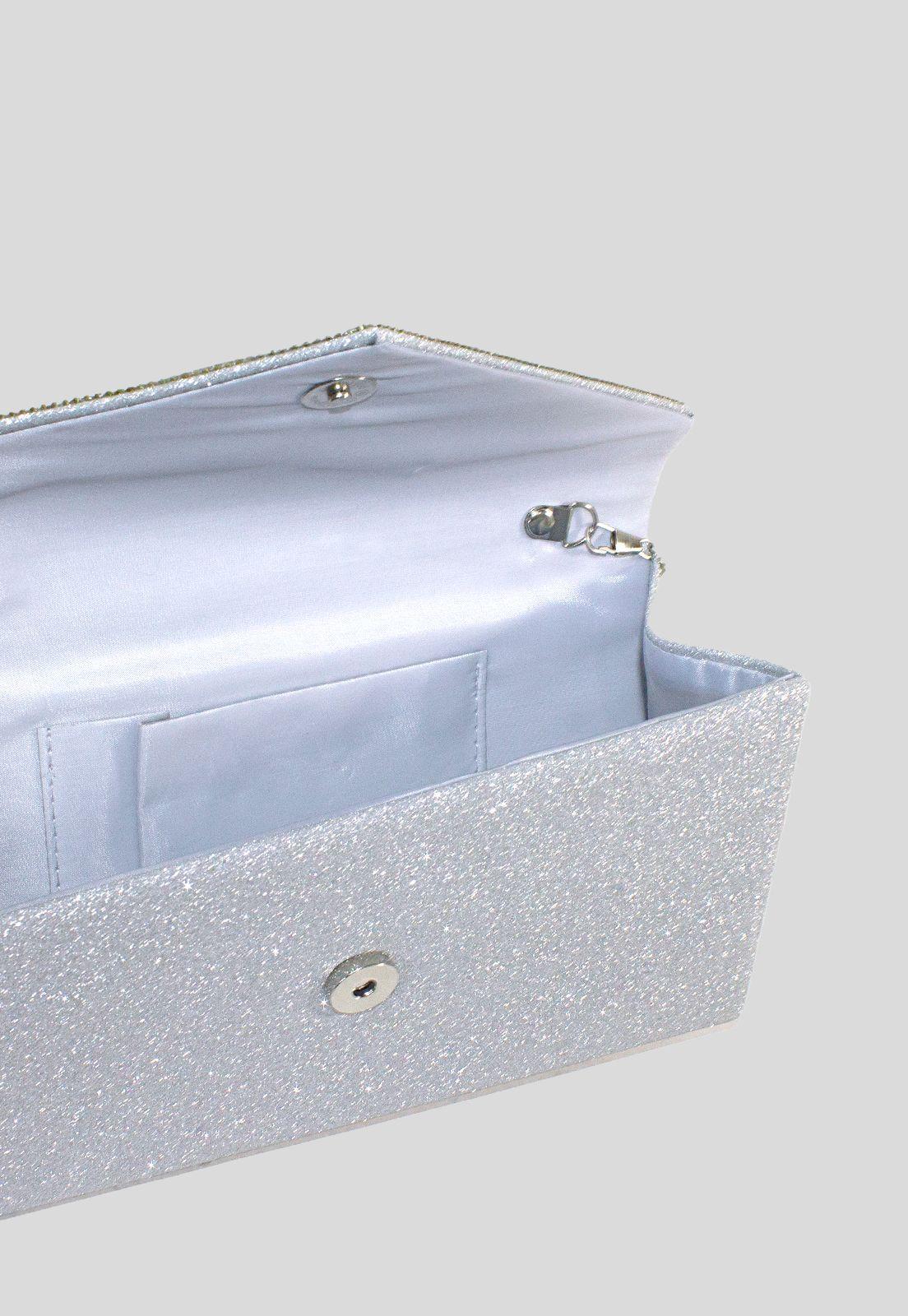Cartera noche grande sobre tapa brillo Plata-3