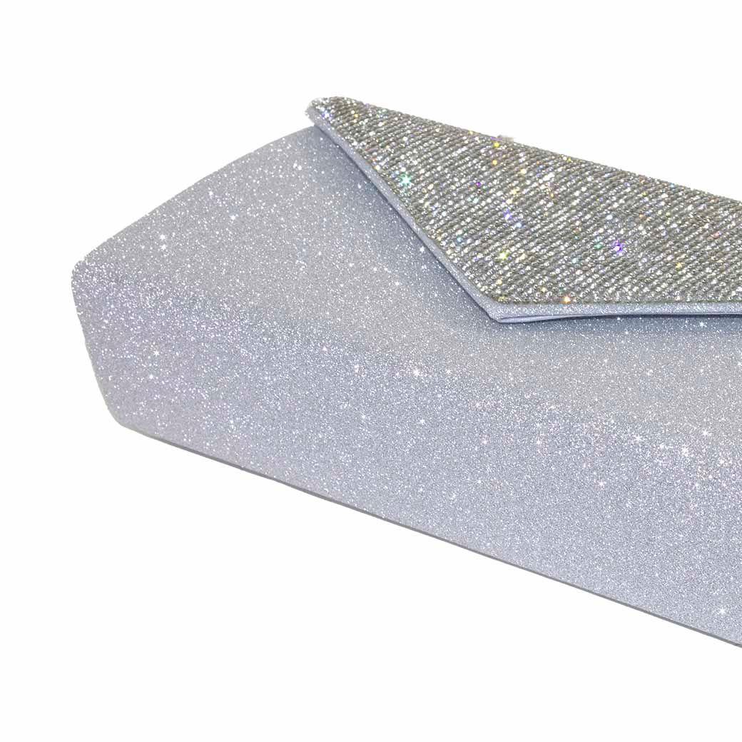 Cartera noche grande sobre tapa brillo Plata-4