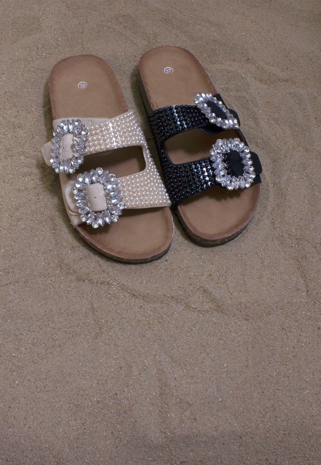Sandalia Baja  Perlas Y Strass-4