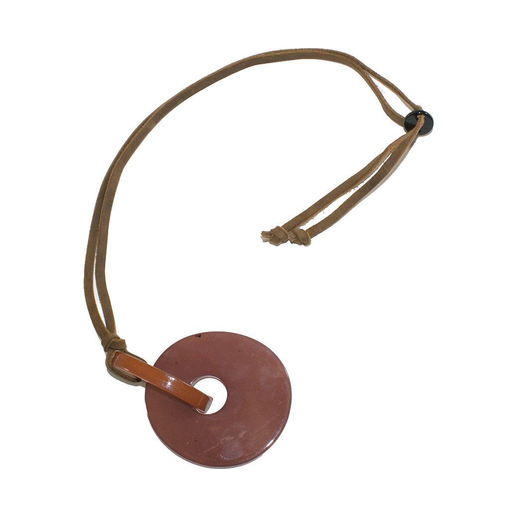 Collar placa y gancho acrilico Taupe-2