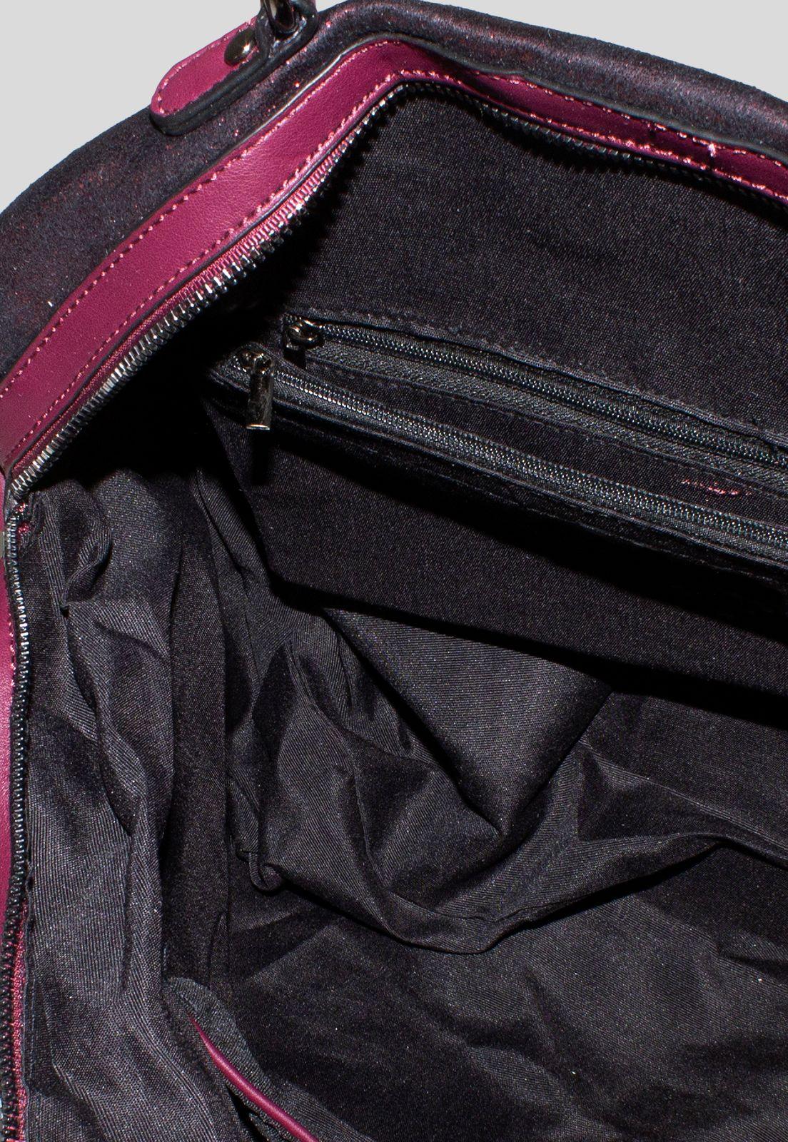 Cartera Mediana Bauletto metal Burdeo-3