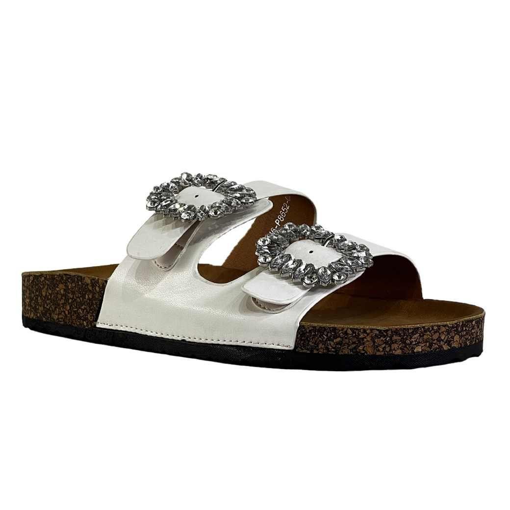 Sandalia Baja C/2 Hebilla Strass 522 Mujer Blanco Mailea-1