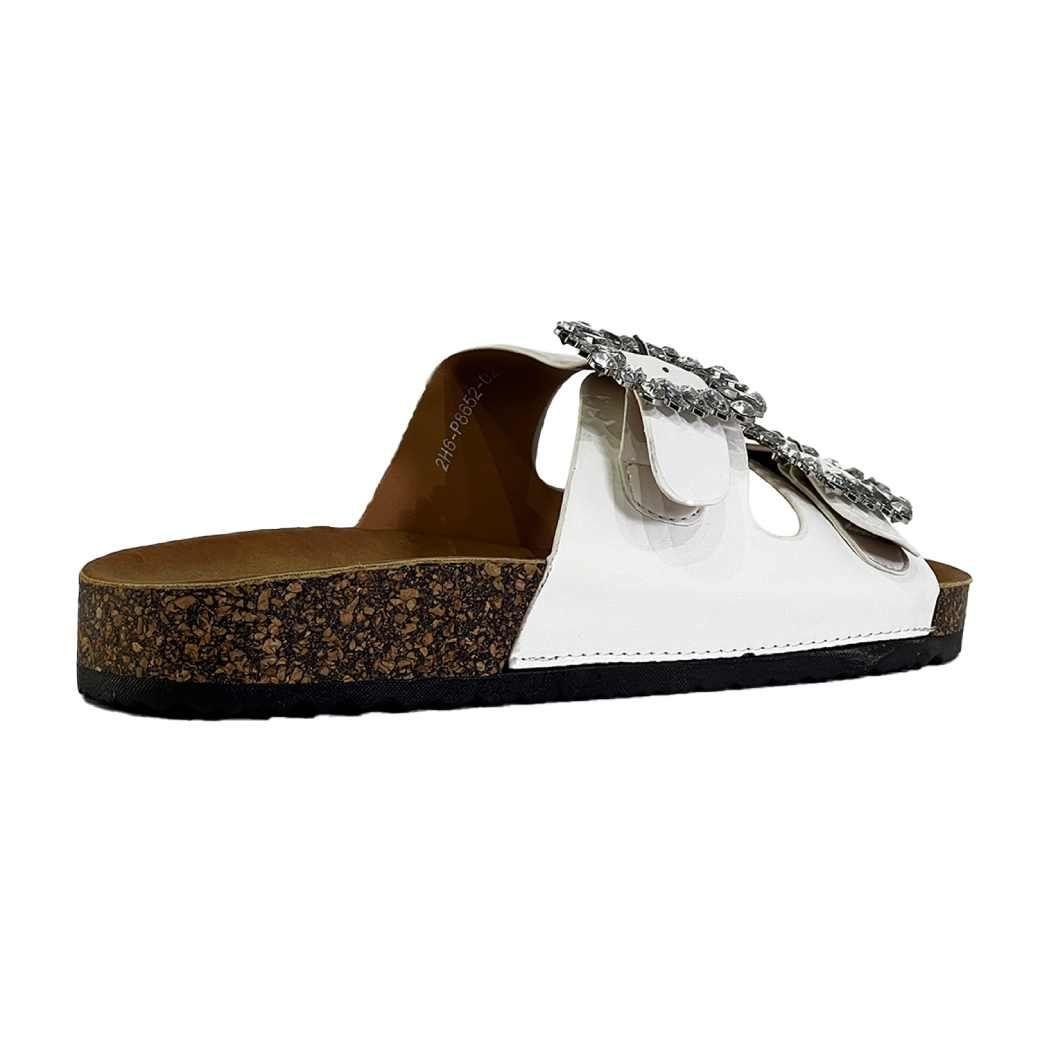 Sandalia Baja C/2 Hebilla Strass 522 Mujer Blanco Mailea-2