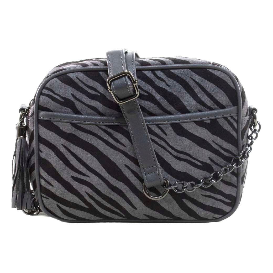 Bandolera Mediana Full Cebra Gris-0