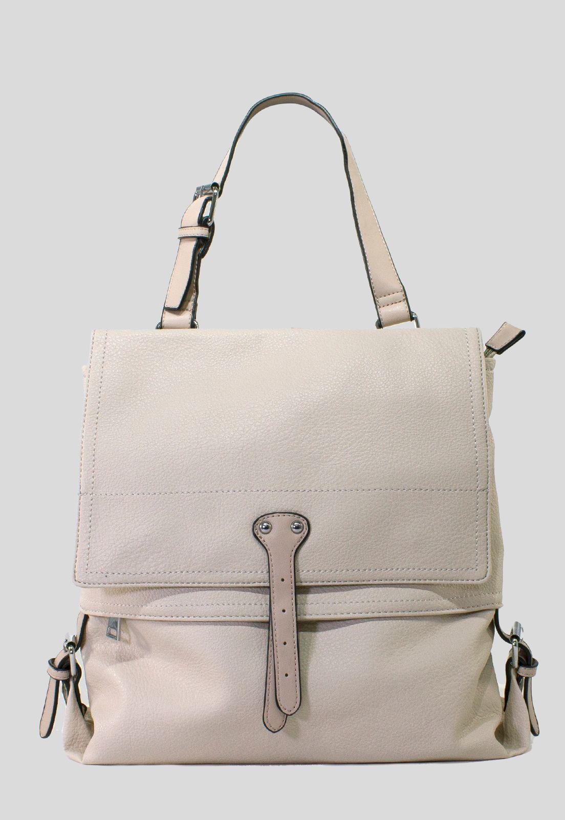 Mochila Con Tapa Rectangular Beige-0