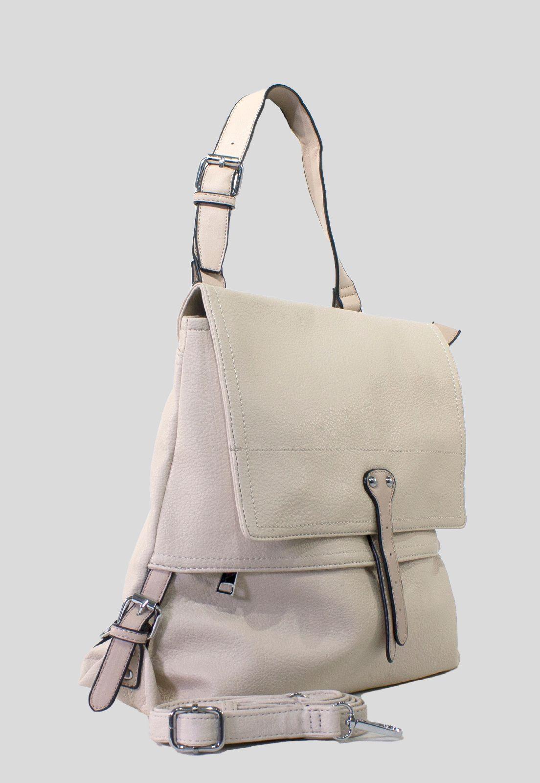 Mochila Con Tapa Rectangular Beige-1