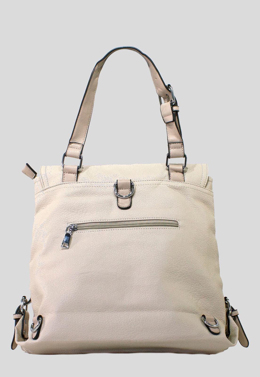 Mochila Con Tapa Rectangular Beige-2