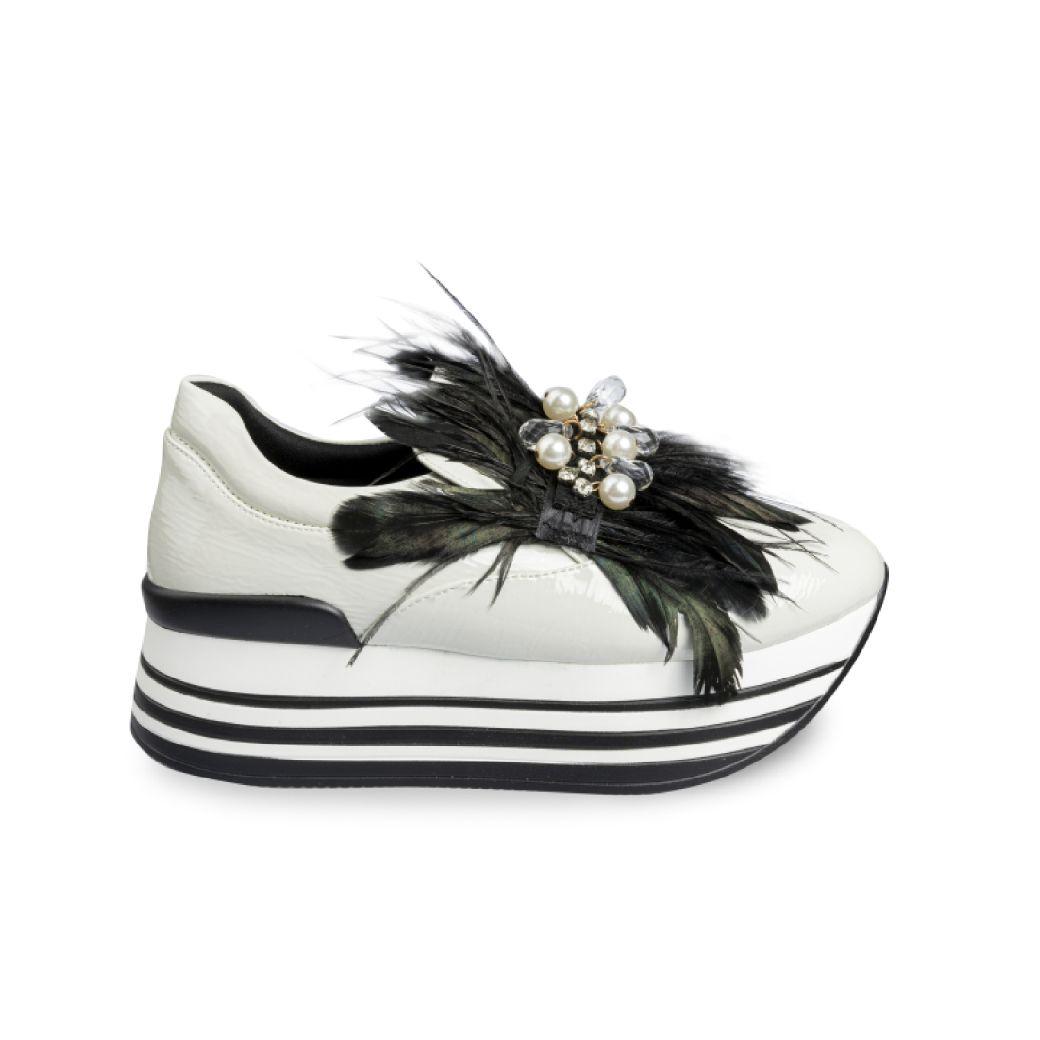 Zapatilla Plataforma Charol 225 Mujer Blanco Mailea-0