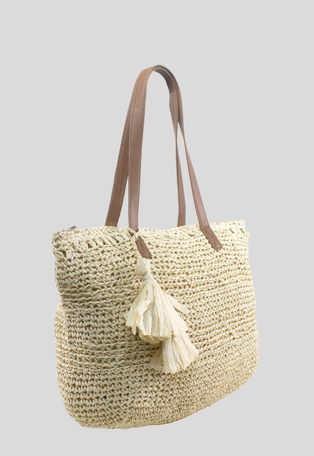 Cartera Rafia C/Casquete Beige-1