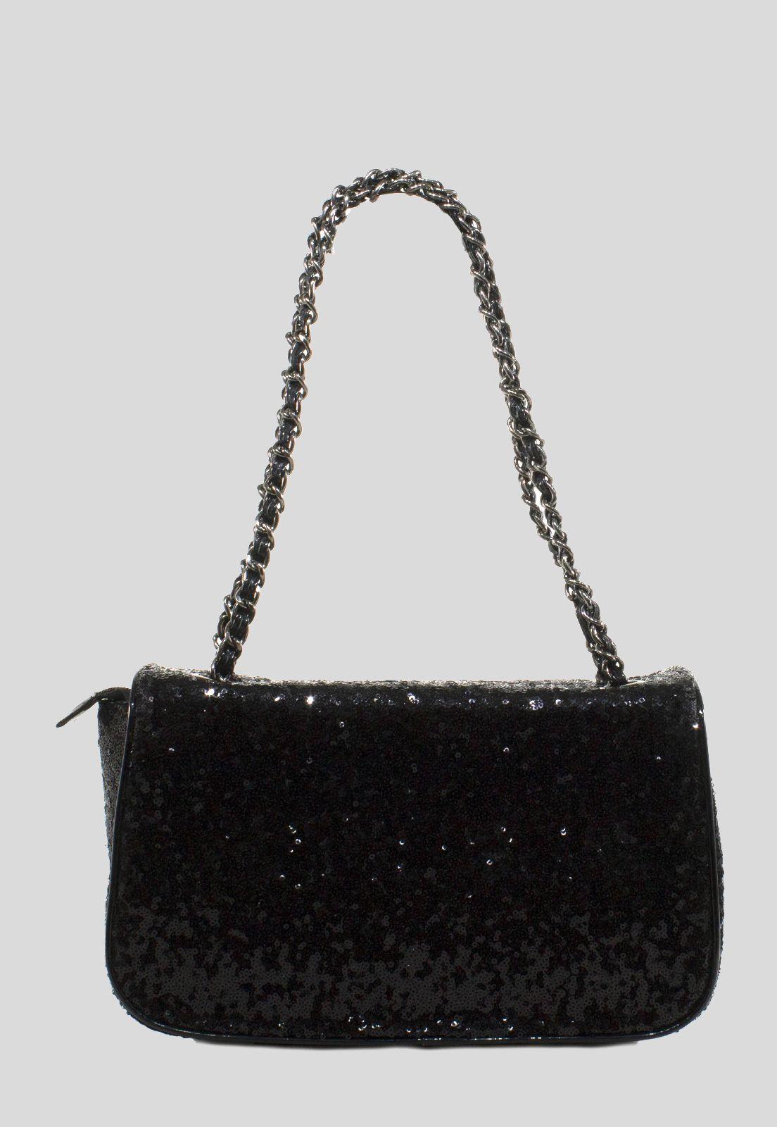 Cartera Mediana Lentejuelas Negro-2