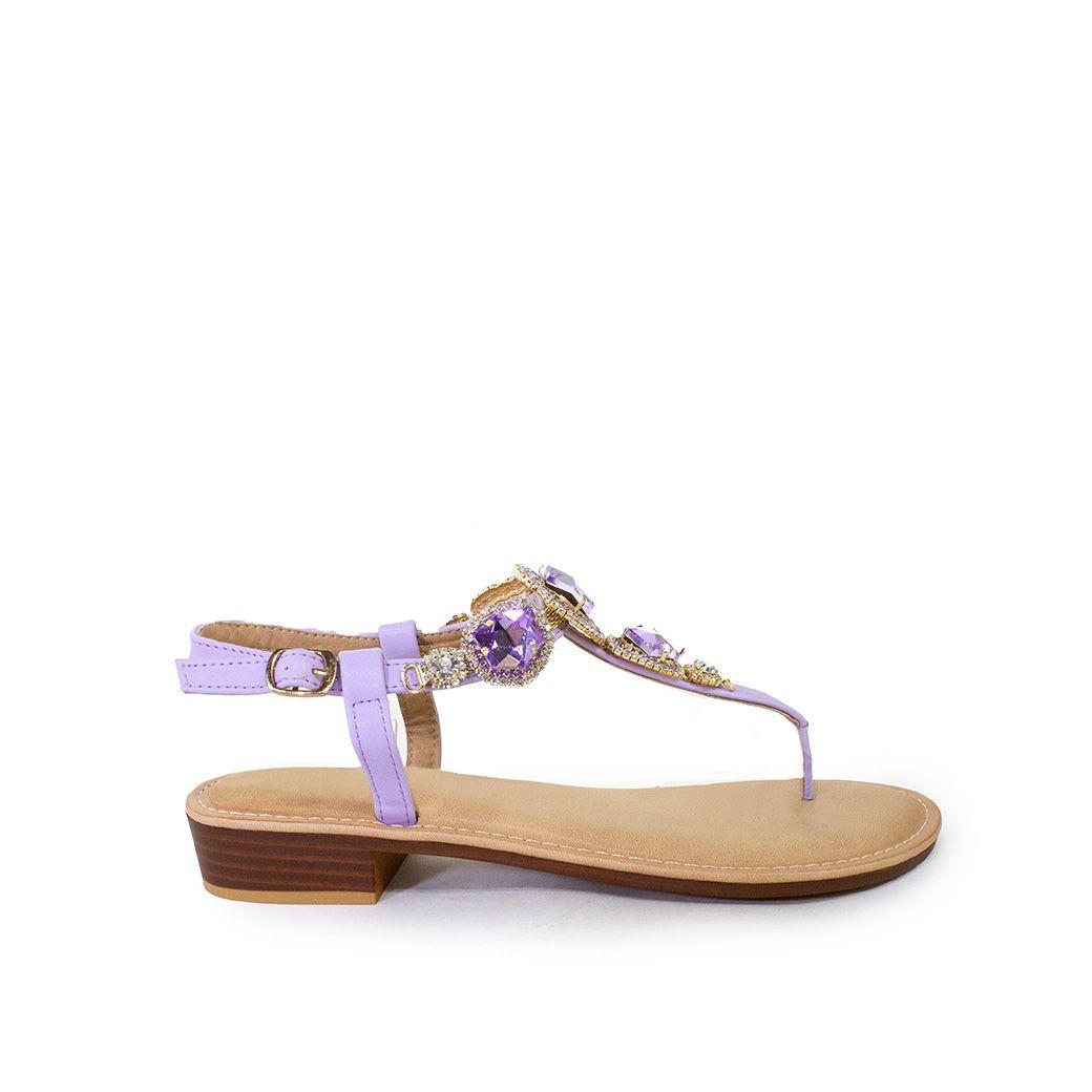 Sandalia baja con piedras Lila-0