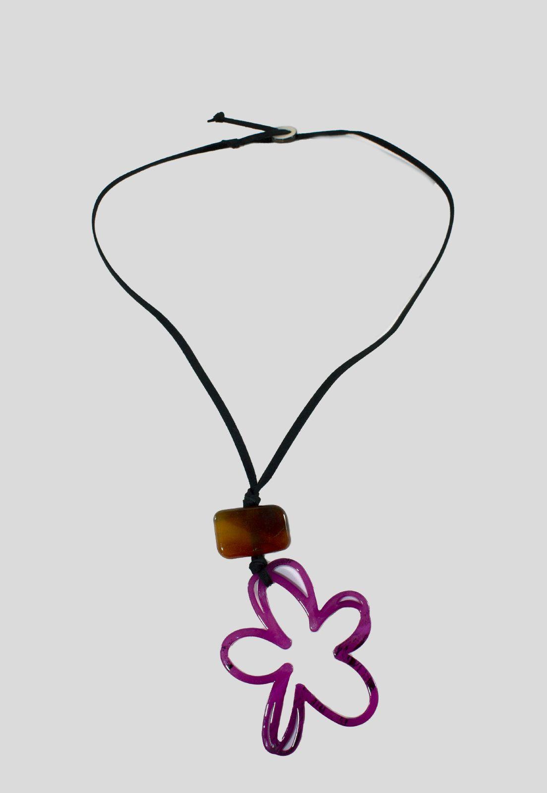 Collar Flor Acrilico Morado-0
