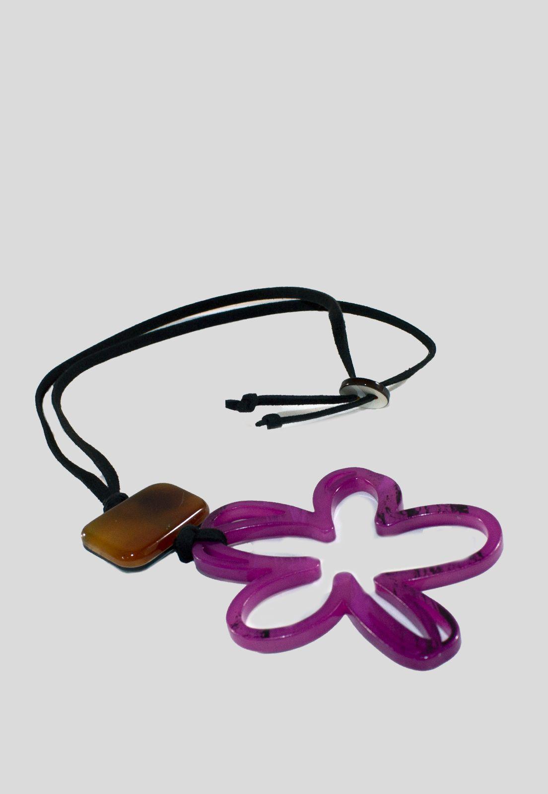Collar Flor Acrilico Morado-1