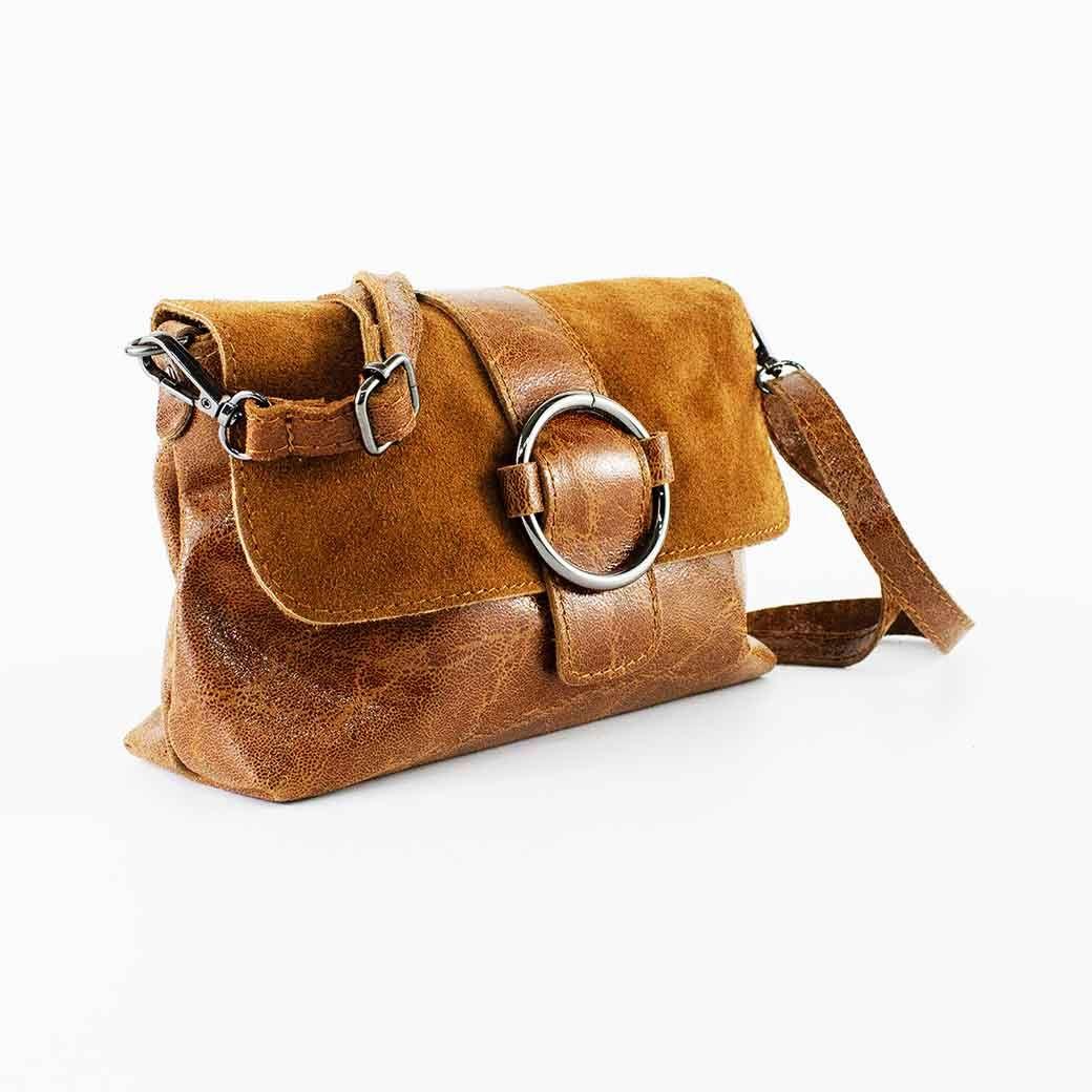 Cartera de Cuero Reno Cierre Brillo 674 Mujer Cafe Mailea-1