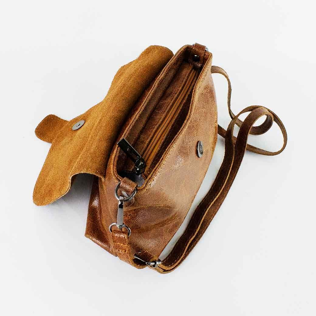 Cartera de Cuero Reno Cierre Brillo 674 Mujer Cafe Mailea-3