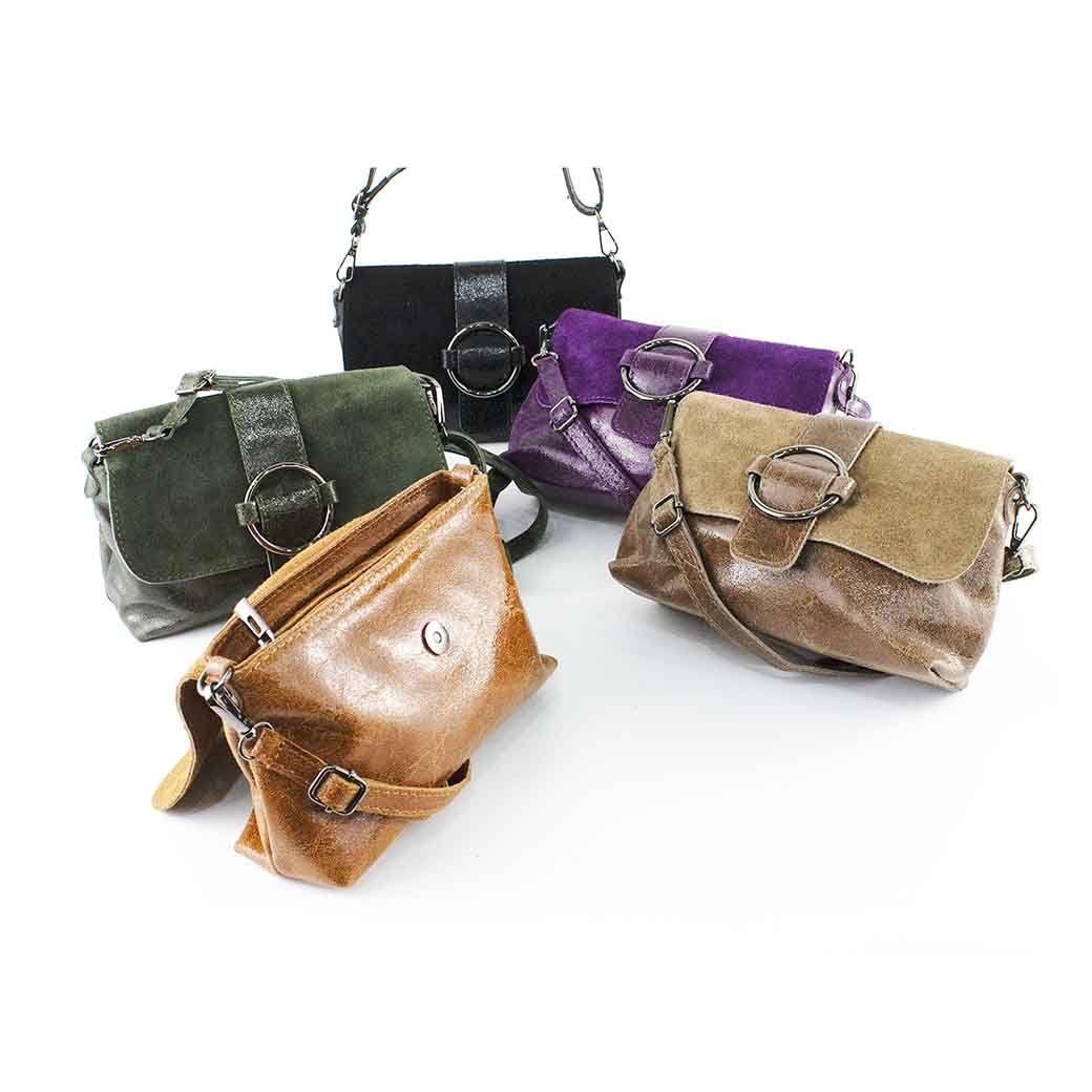 Cartera de Cuero Reno Cierre Brillo 674 Mujer Cafe Mailea-5