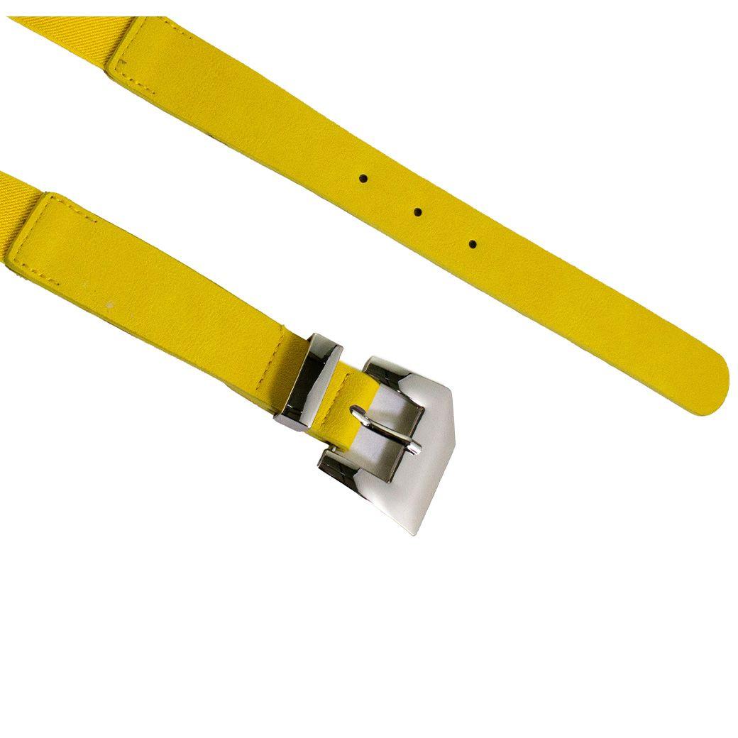 Cinturón delgado con hebilla 2 pasador Amarillo-1