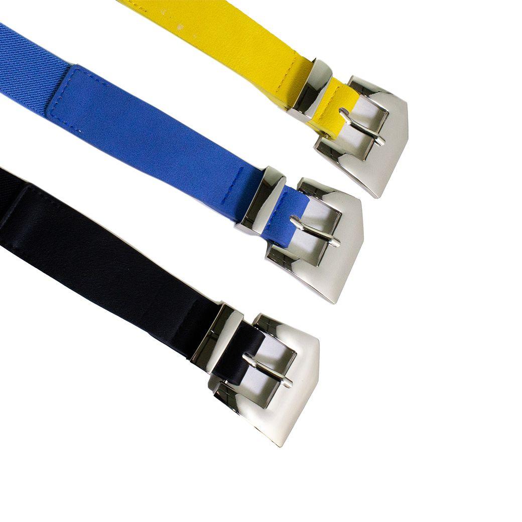 Cinturón delgado con hebilla 2 pasador Amarillo-2