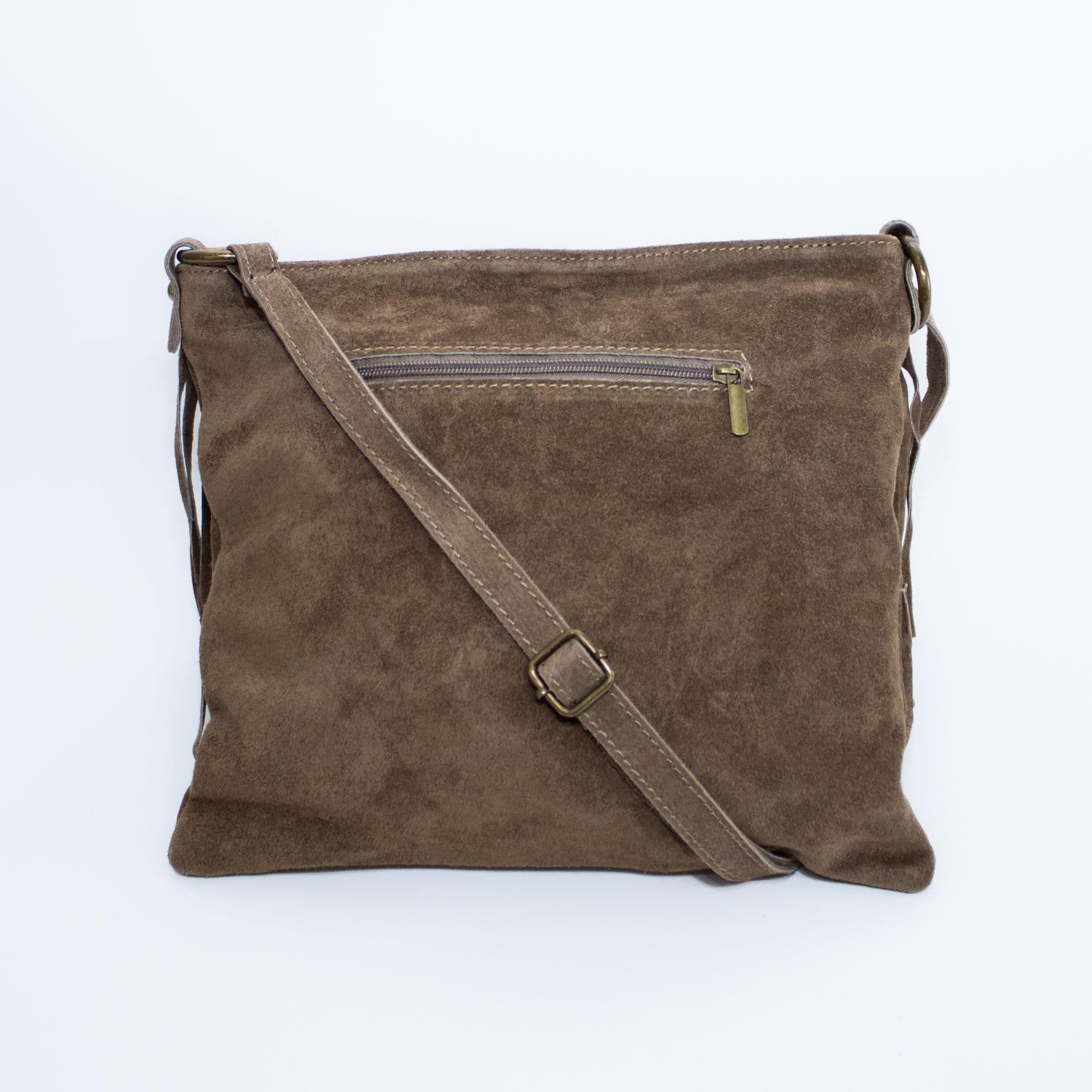 Cartera de reno con flecos frontales color Taupe-2