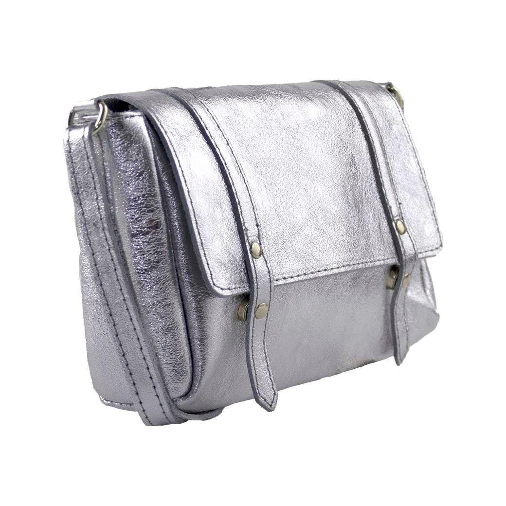 Bandolera Cuero Metal Plata-1
