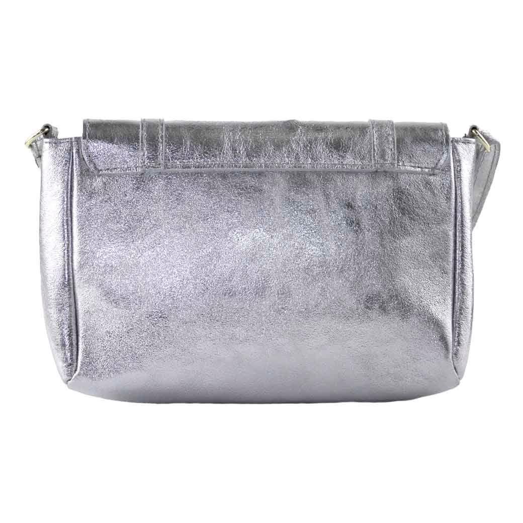 Bandolera Cuero Metal Plata-2