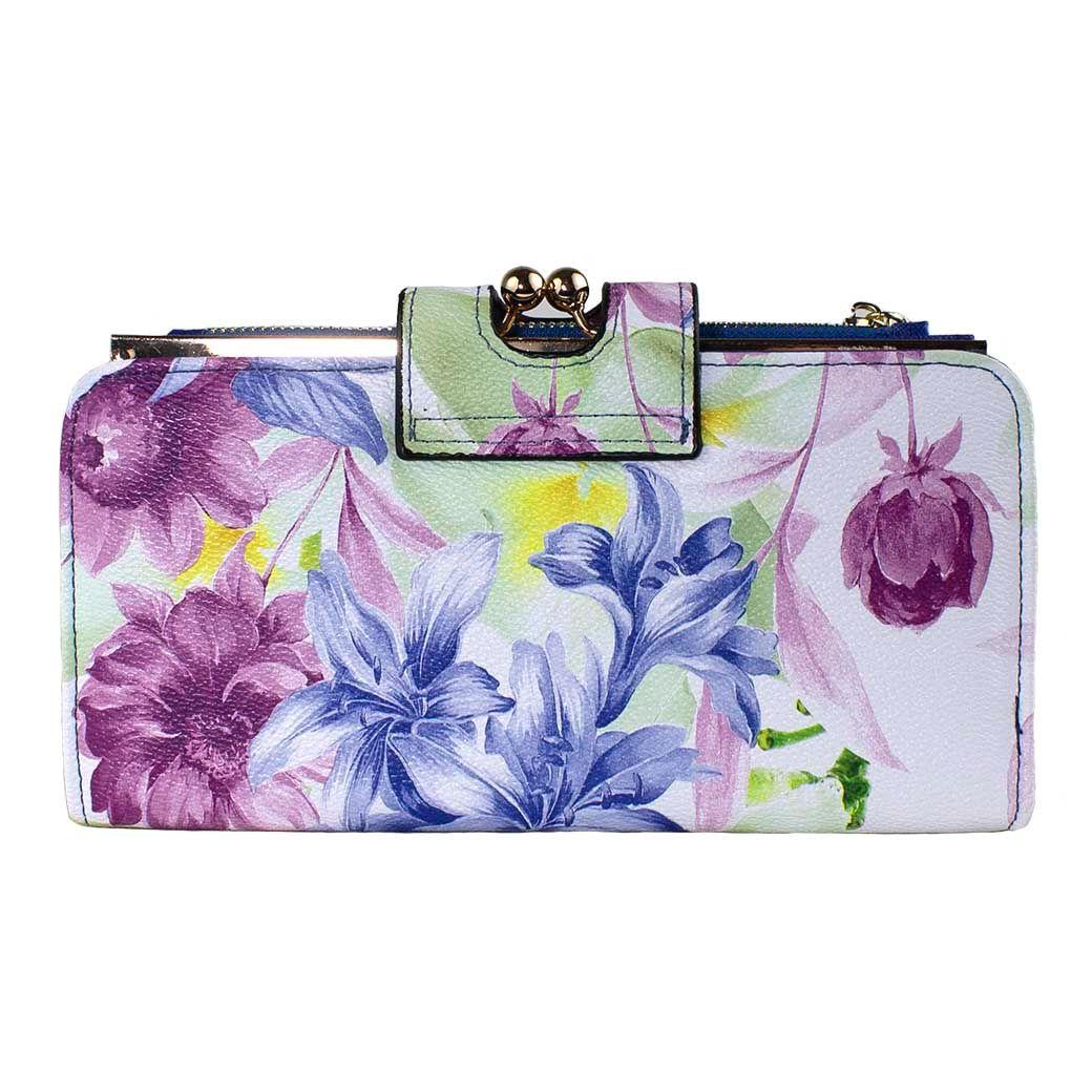 Billetera Grande Floreada Azul-2