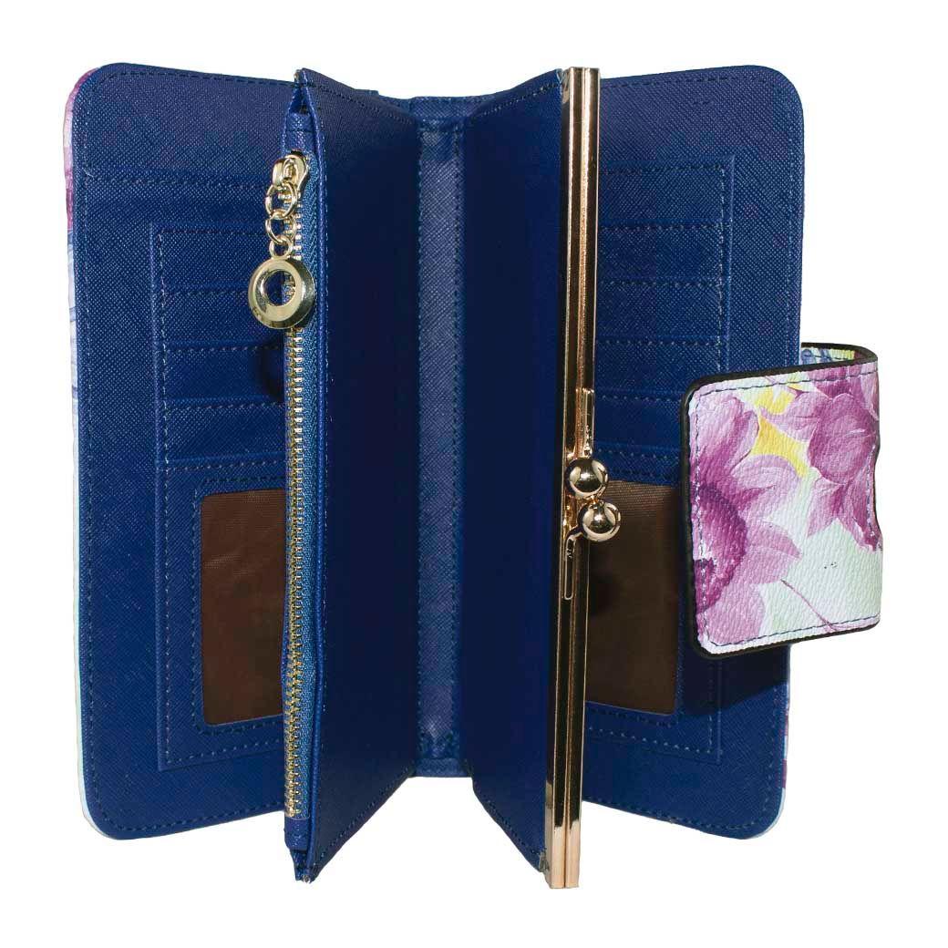 Billetera Grande Floreada Azul-3